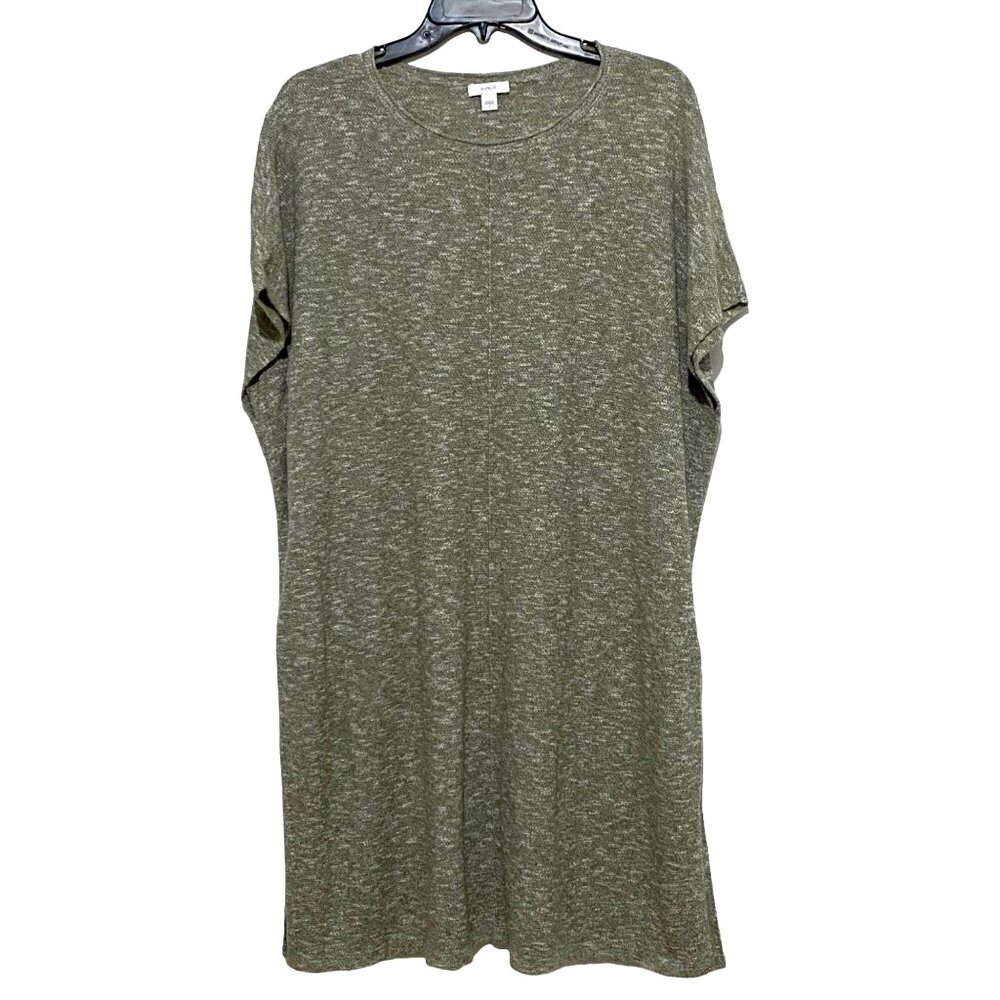Pure Jill Knit Shift Dress L Green Lagenlook Layering Earthy‎ Goblincore Peasant